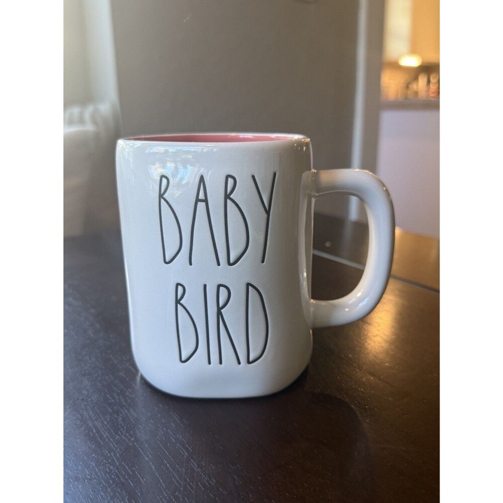 Rae Dunn Artisan Collection By Magenta Mug “Baby Bird” 5” Tall, Pink Glazed Int.